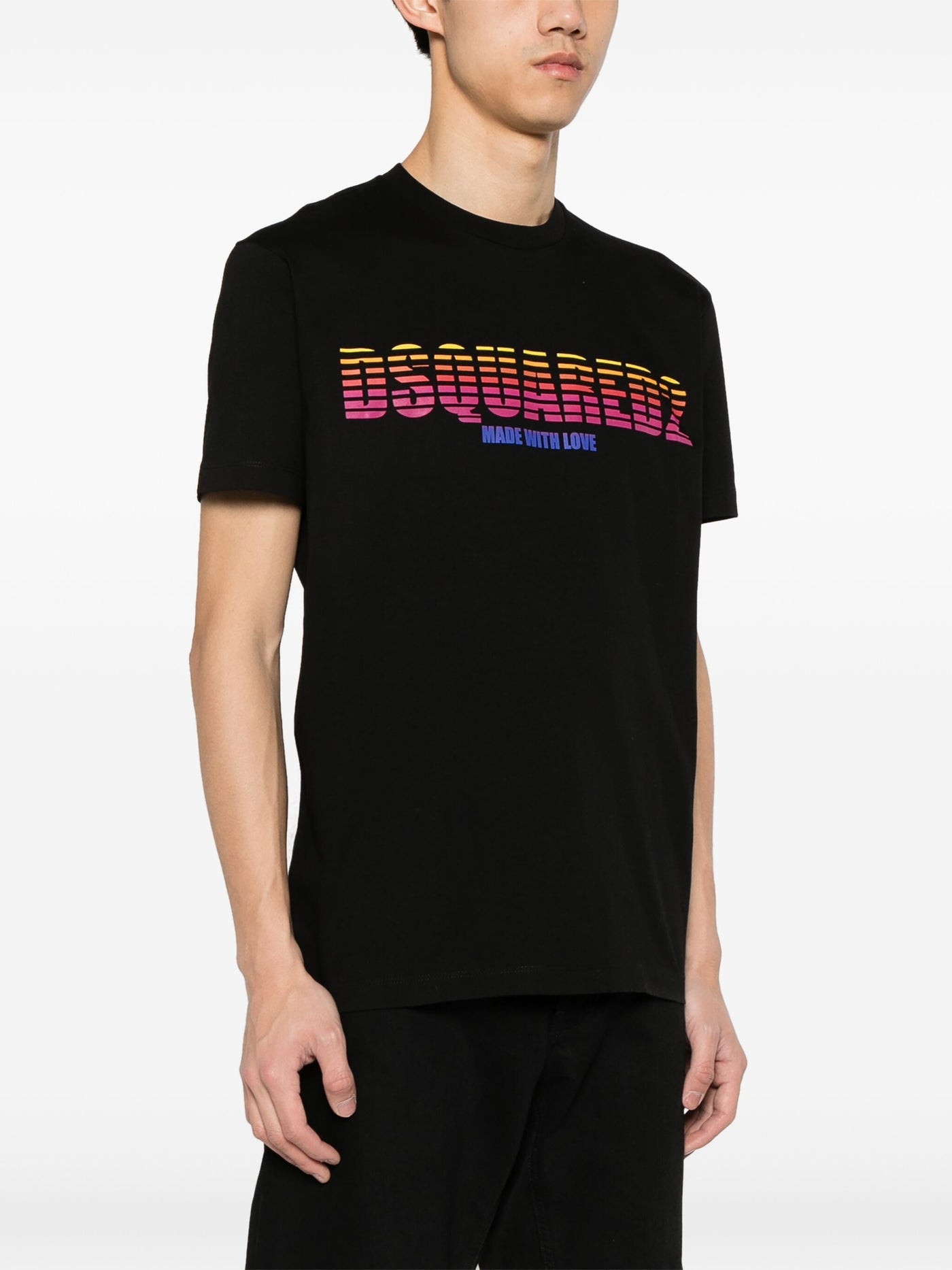 Dsquared2 – Schwarzes T-Shirt mit „Made with Love“-Print