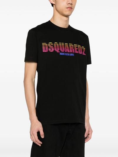 Dsquared2 – Schwarzes T-Shirt mit „Made with Love“-Print