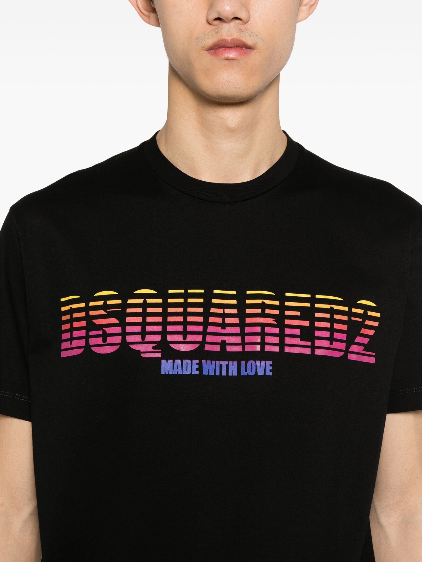 Dsquared2 – Schwarzes T-Shirt mit „Made with Love“-Print