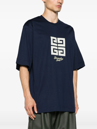 Givenchy – Oversize-T-Shirt „4G 1952“ mit Logostickerei in Mittelblau
