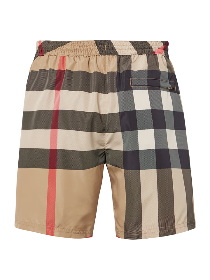 Burberry – Karierte Badeshorts in Beige