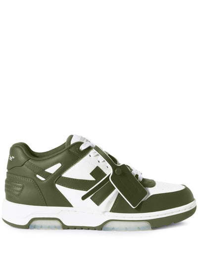 Off-White – Out of Office – Niedrige Sneaker in Dunkelgrün/Weiß