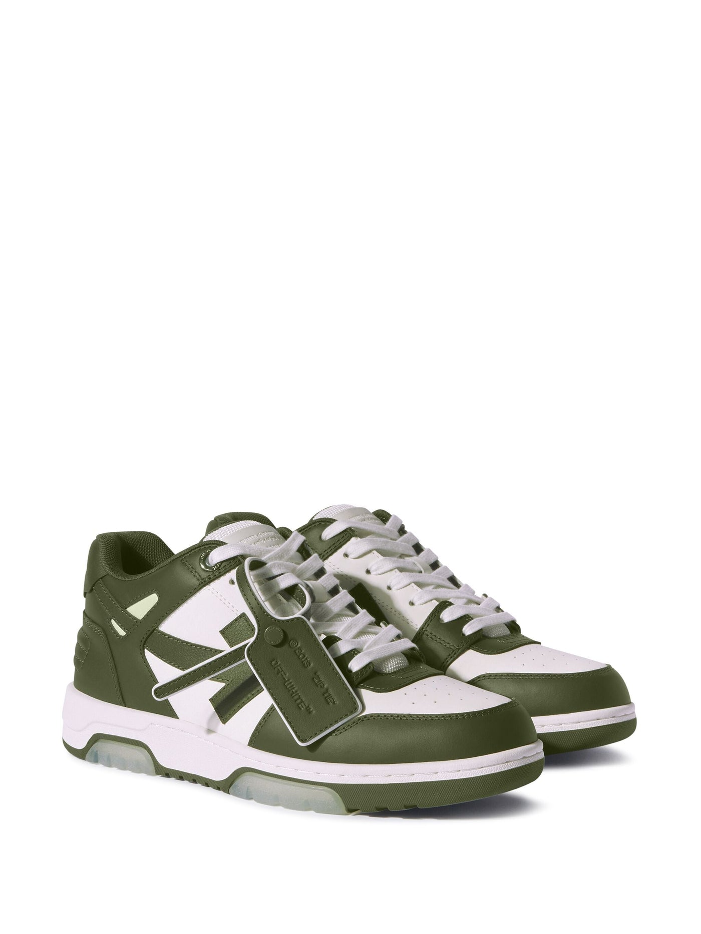 Off-White – Out of Office – Niedrige Sneaker in Dunkelgrün/Weiß