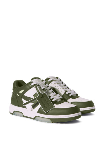 Off-White – Out of Office – Niedrige Sneaker in Dunkelgrün/Weiß