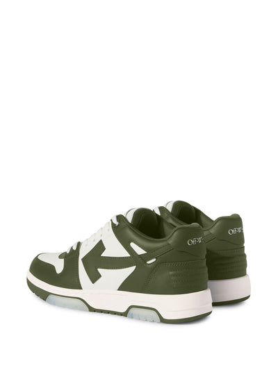 Off-White – Out of Office – Niedrige Sneaker in Dunkelgrün/Weiß