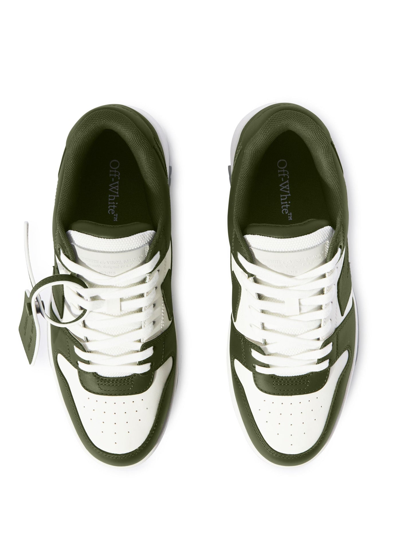 Off-White – Out of Office – Niedrige Sneaker in Dunkelgrün/Weiß