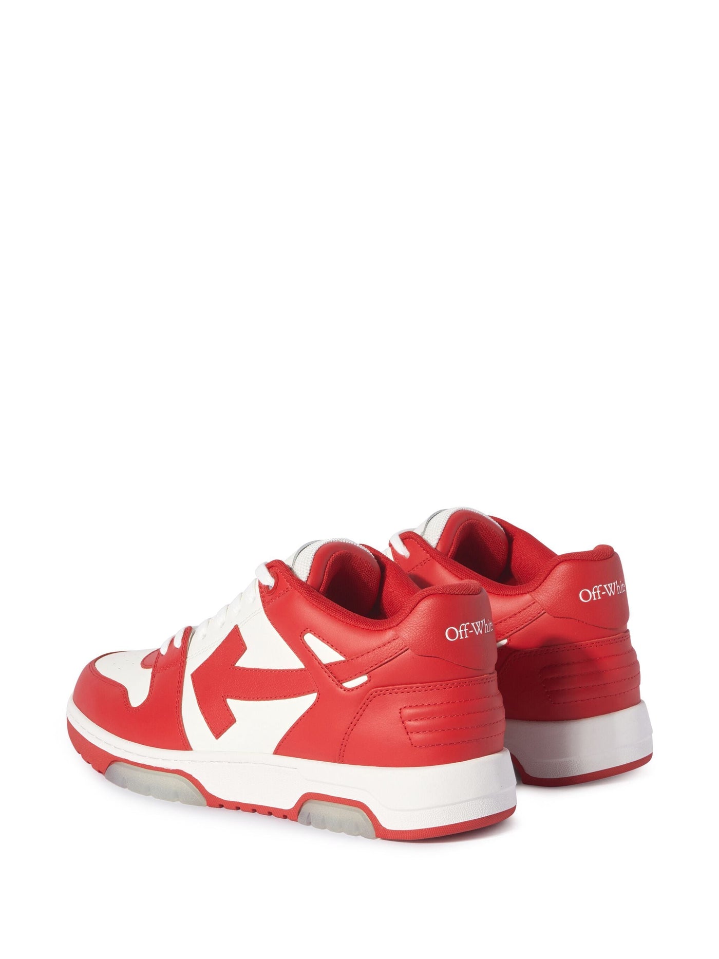 Off-White – Out of Office – Niedrige Ledersneaker in Rot/Weiß