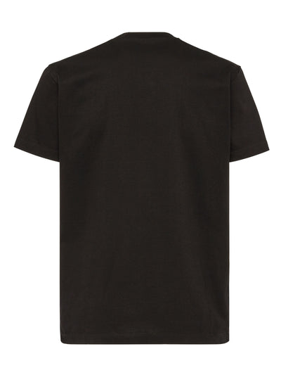 Dsquared2 – Gelbes T-Shirt mit geteiltem Logo in Schwarz