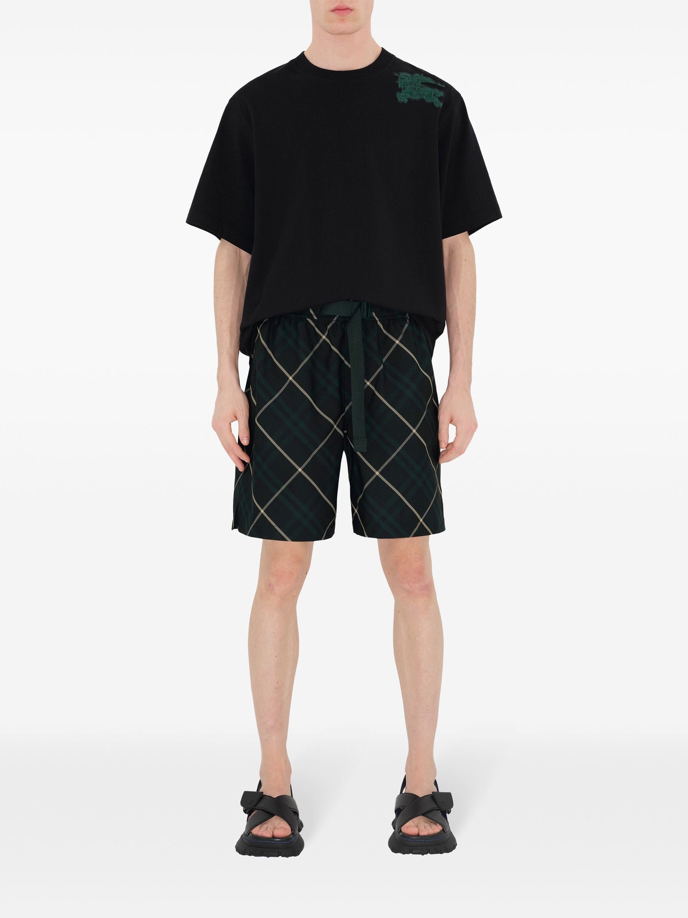 Burberry „Equestrian Knight“-T-Shirt mit Graffiti-Motiv in Schwarz