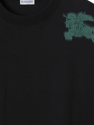 Burberry „Equestrian Knight“-T-Shirt mit Graffiti-Motiv in Schwarz