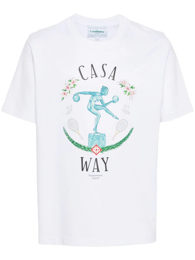 Casablanca – Weißes T-Shirt mit Marmor-Print