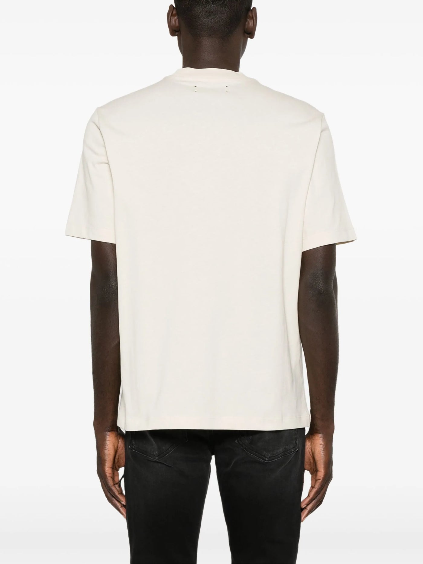 Amiri – T-Shirt mit gestaffeltem Logo-Print in Rot in Hellbeige