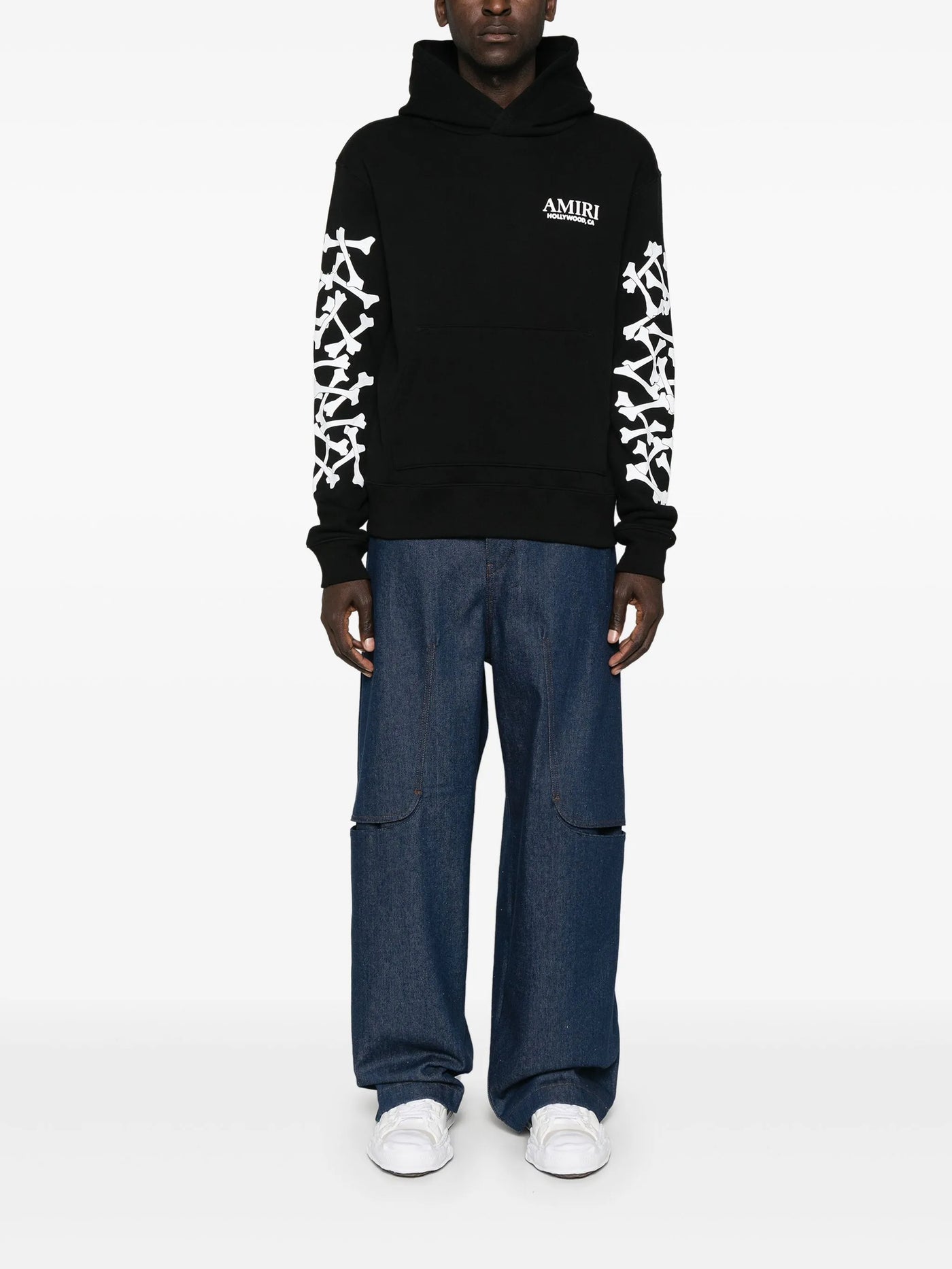 Amiri – Hollywood – Bedruckter Kapuzenpullover mit Knochenmuster in Schwarz