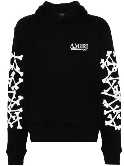 Amiri – Hollywood – Bedruckter Kapuzenpullover mit Knochenmuster in Schwarz