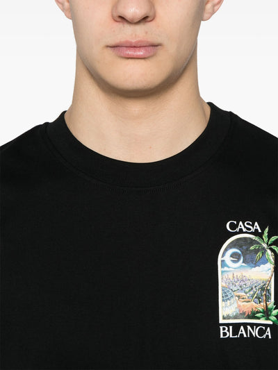 Casablanca – T-Shirt mit LA-Night-Print in Schwarz
