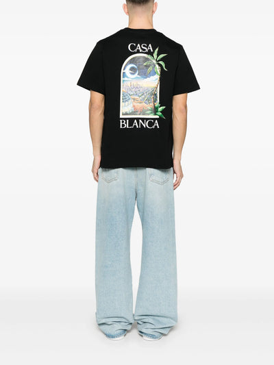 Casablanca – T-Shirt mit LA-Night-Print in Schwarz