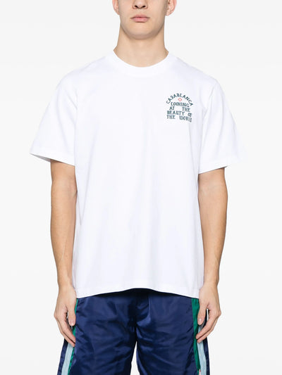 Casablanca – Weißes T-Shirt mit „Looking at the Beauty of the World“-Print
