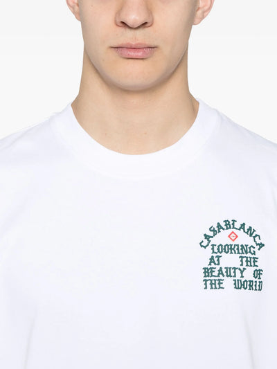 Casablanca – Weißes T-Shirt mit „Looking at the Beauty of the World“-Print