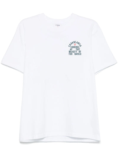 Casablanca – Weißes T-Shirt mit „Looking at the Beauty of the World“-Print