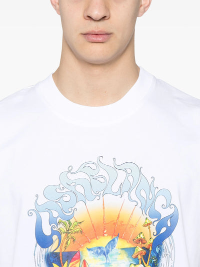 Casablanca – Surf Trip – Bedrucktes T-Shirt in Weiß