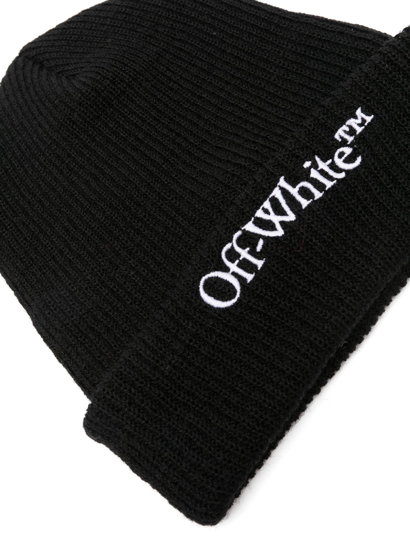Off-White Beanie aus Wolle mit aufgesticktem Bookish-Logo in Schwarz