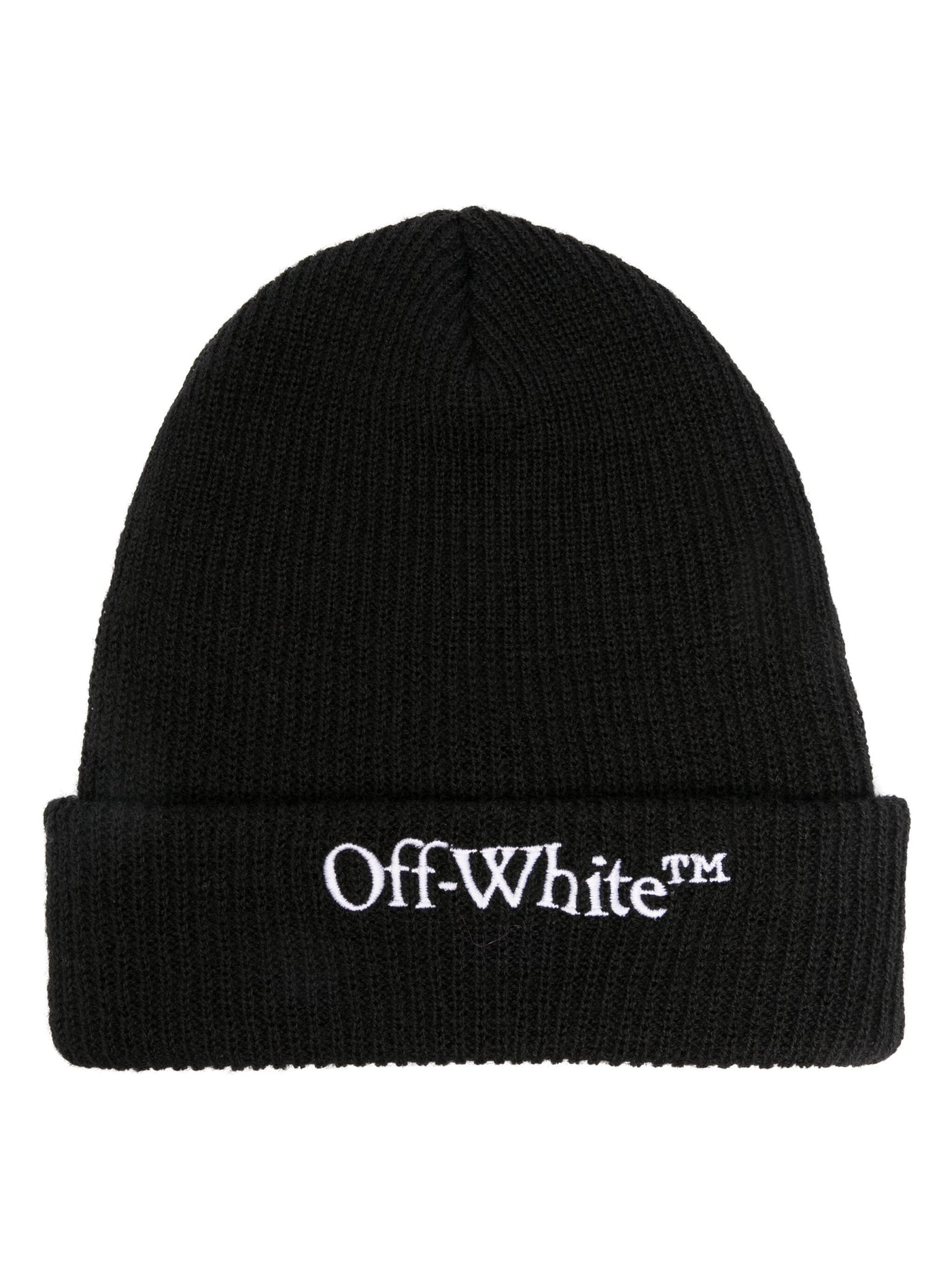 Off-White Beanie aus Wolle mit aufgesticktem Bookish-Logo in Schwarz