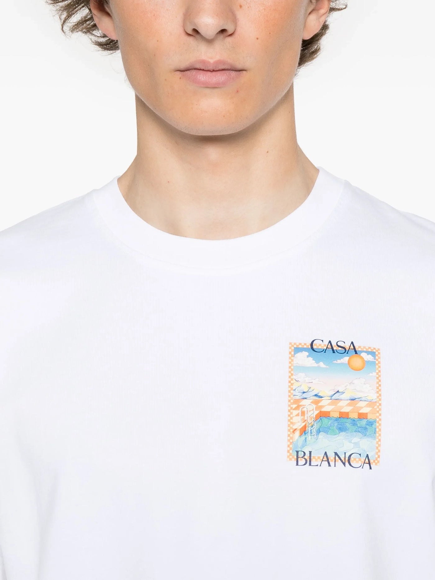 Casablanca – T-Shirt mit „Surreal Pool“-Print in Weiß