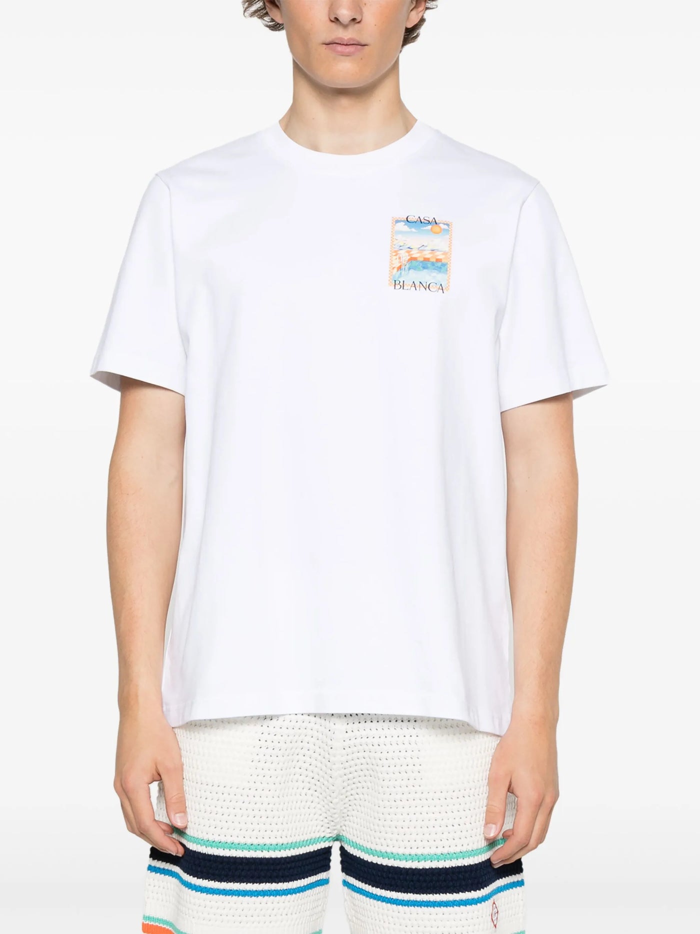 Casablanca – T-Shirt mit „Surreal Pool“-Print in Weiß