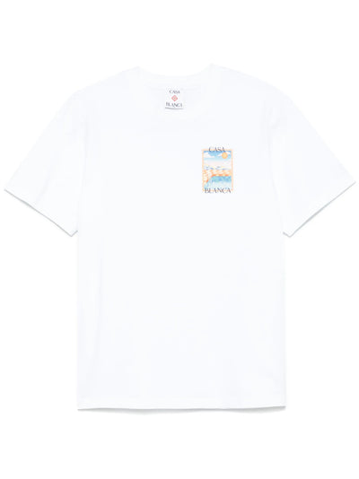 Casablanca – T-Shirt mit „Surreal Pool“-Print in Weiß