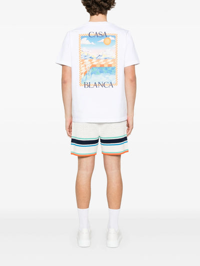 Casablanca – T-Shirt mit „Surreal Pool“-Print in Weiß