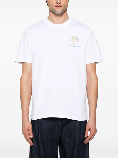 Casablanca – Weißes T-Shirt mit Diamantsäulen-Print