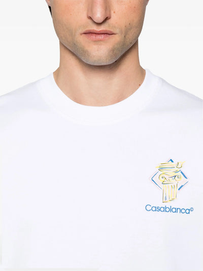 Casablanca – Weißes T-Shirt mit Diamantsäulen-Print