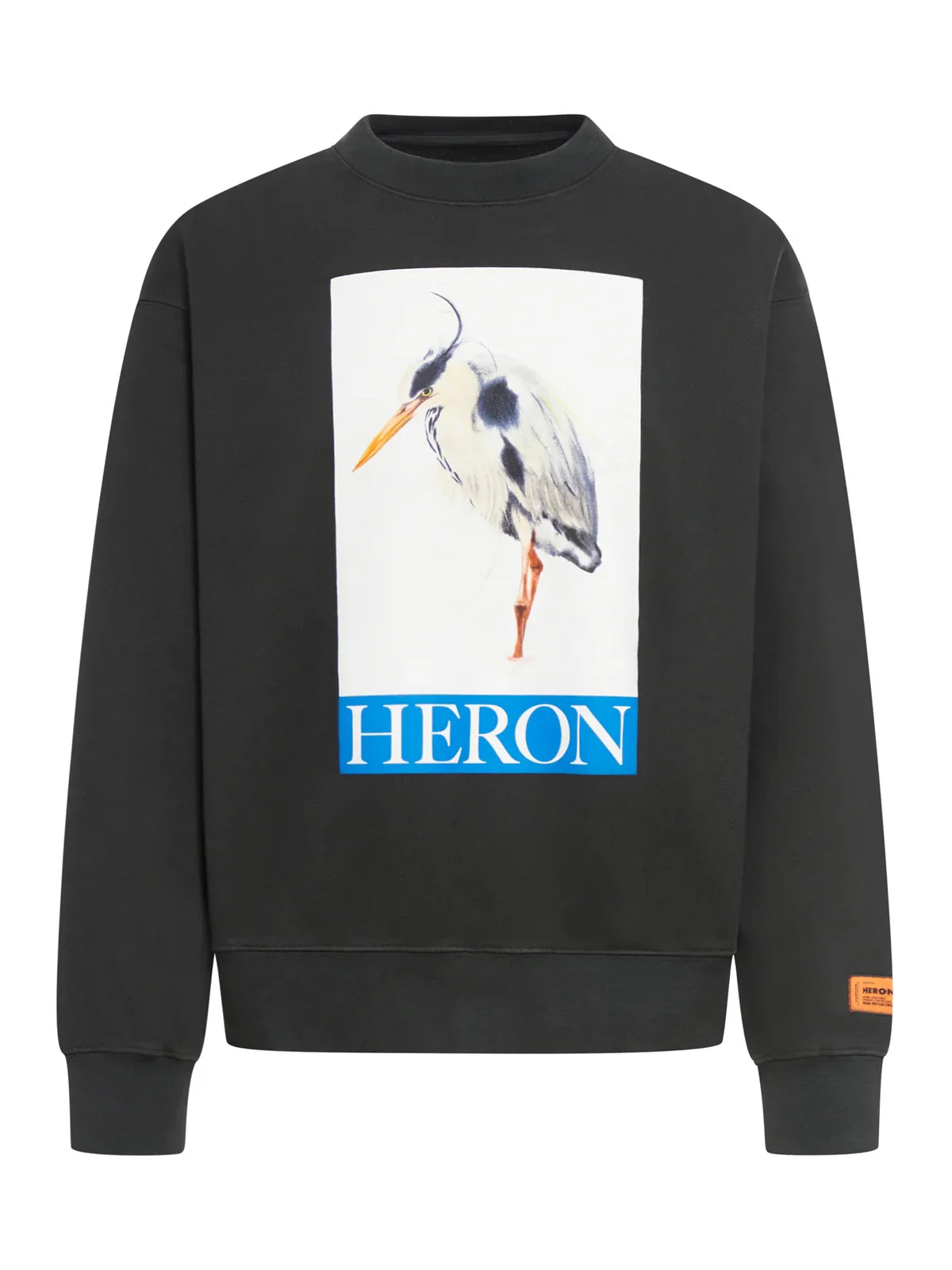Heron Preston – Schwarzes Sweatshirt mit Rundhalsausschnitt und Vogelmotiv