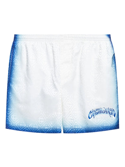 Casablanca – Blue Fade – Badeshorts mit 3D-Logo in Weiß/Blau