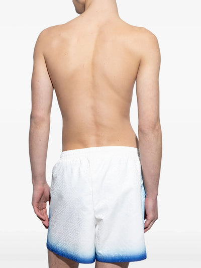 Casablanca – Blue Fade – Badeshorts mit 3D-Logo in Weiß/Blau