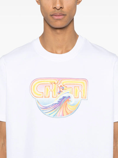 Casablanca – Weißes T-Shirt mit Surf-Print