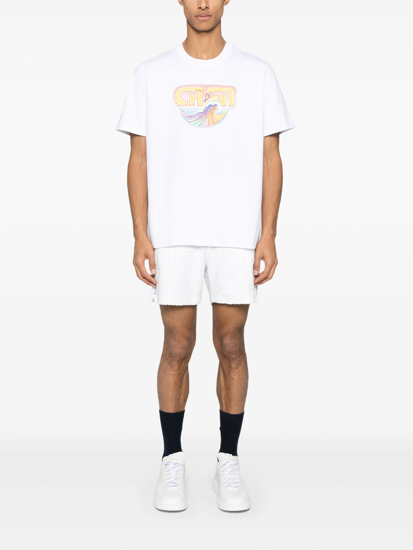 Casablanca – Weißes T-Shirt mit Surf-Print