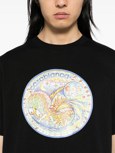 Casablanca – T-Shirt „Die vier Elemente“ in Schwarz