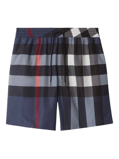 Burberry – Karierte Badeshorts in Marineblau