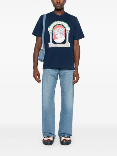 Casablanca – T-Shirt mit „La Medaille“-Print in Marineblau