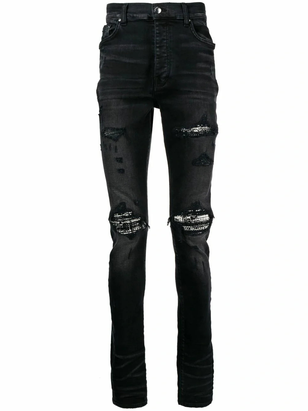 Amiri – Bouclé-MX1-Jeans mit Rissen in Schwarz