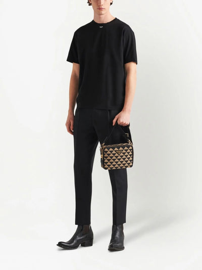 Prada – Schwarzes T-Shirt mit kleinem Logo-Print