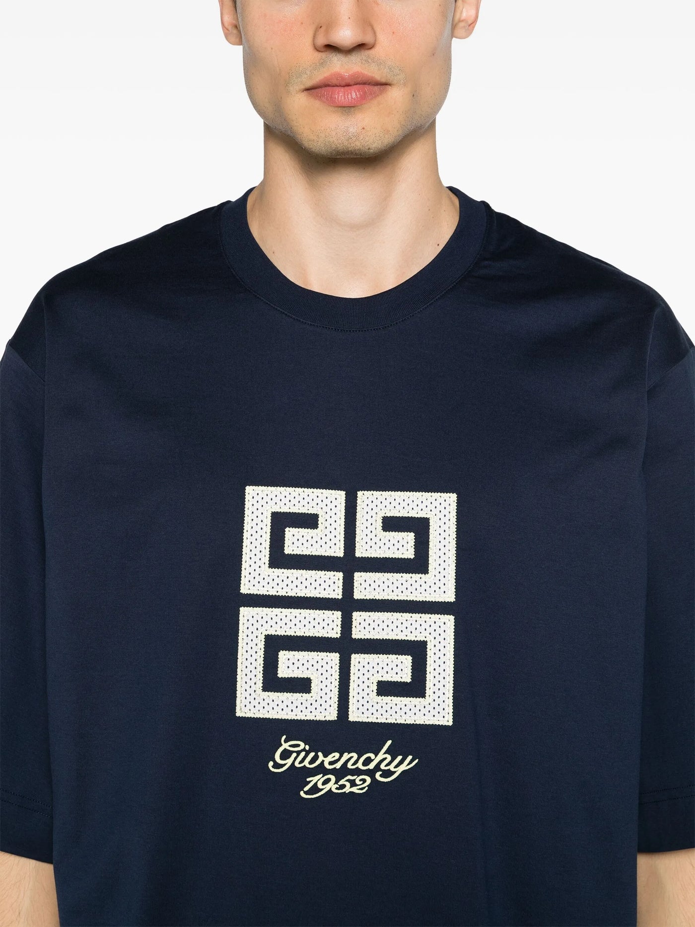 Givenchy – Oversize-T-Shirt „4G 1952“ mit Logostickerei in Mittelblau