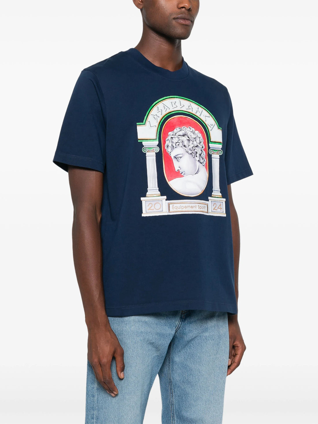 Casablanca – T-Shirt mit „La Medaille“-Print in Marineblau