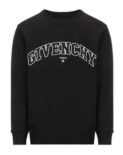Givenchy – Schwarzes Sweatshirt mit Rundhalsausschnitt und Logostickerei