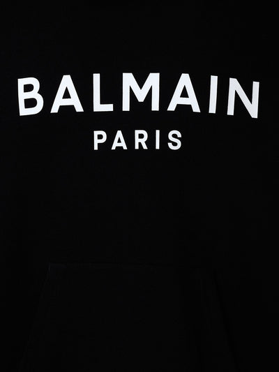 Balmain Paris – Schwarzer Kapuzenpullover mit Logo-Print