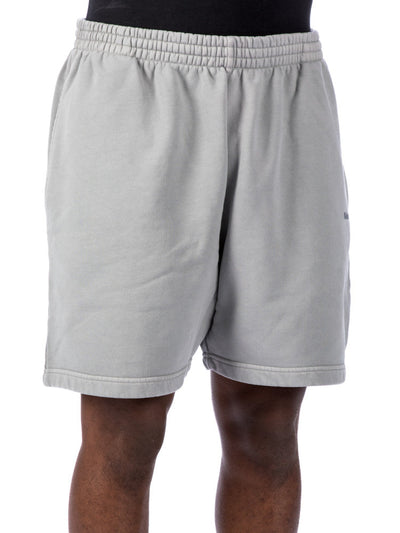 Balenciaga – Baumwollshorts mit BB-Logo-Stickerei in Grau