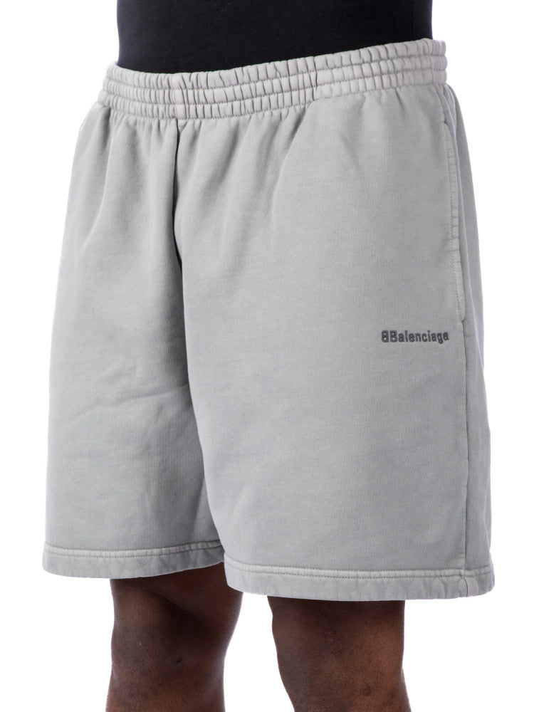Balenciaga – Baumwollshorts mit BB-Logo-Stickerei in Grau