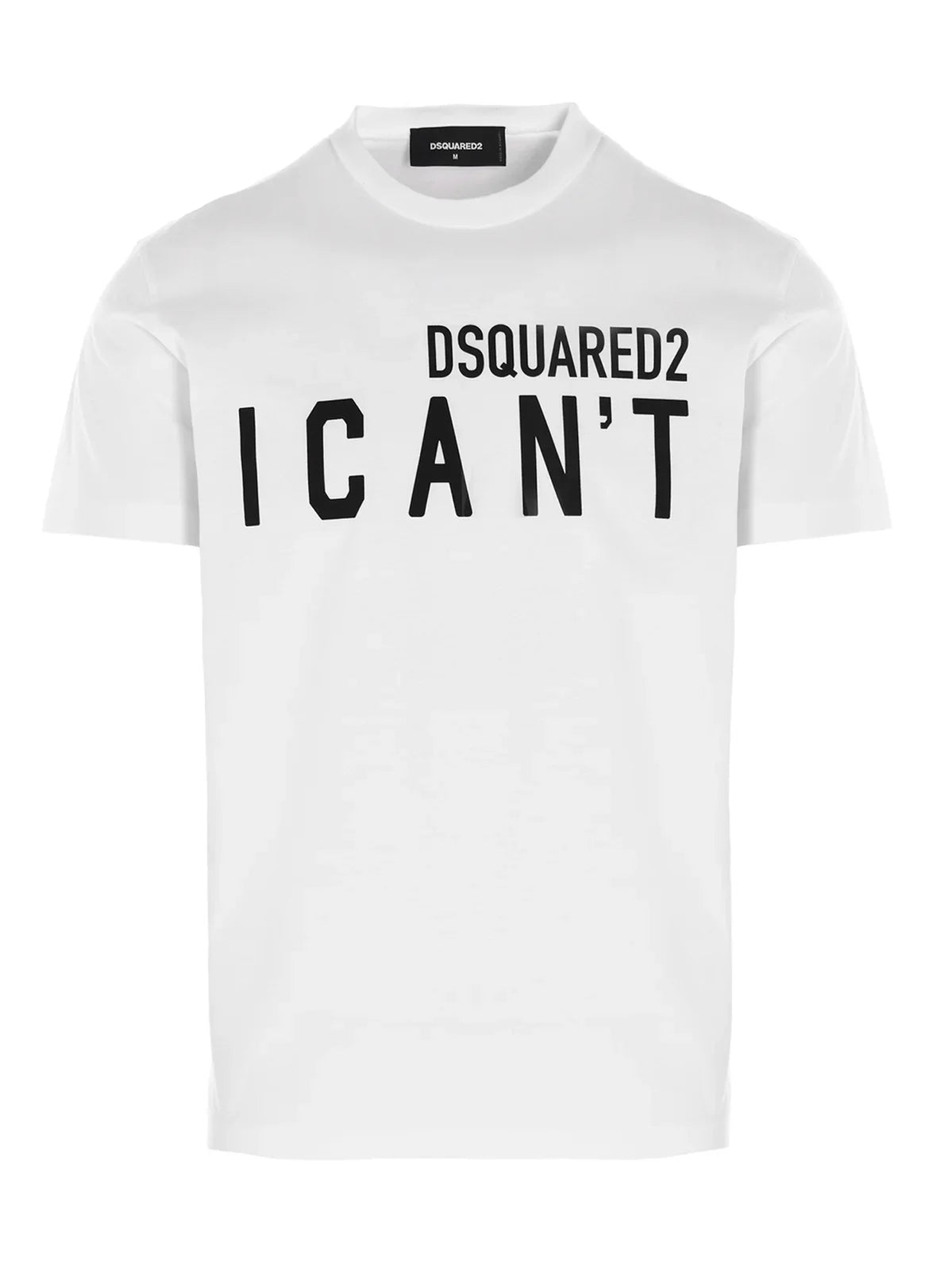 Dsquared2 – Weißes T-Shirt mit „I Can't“-Logo-Aufdruck