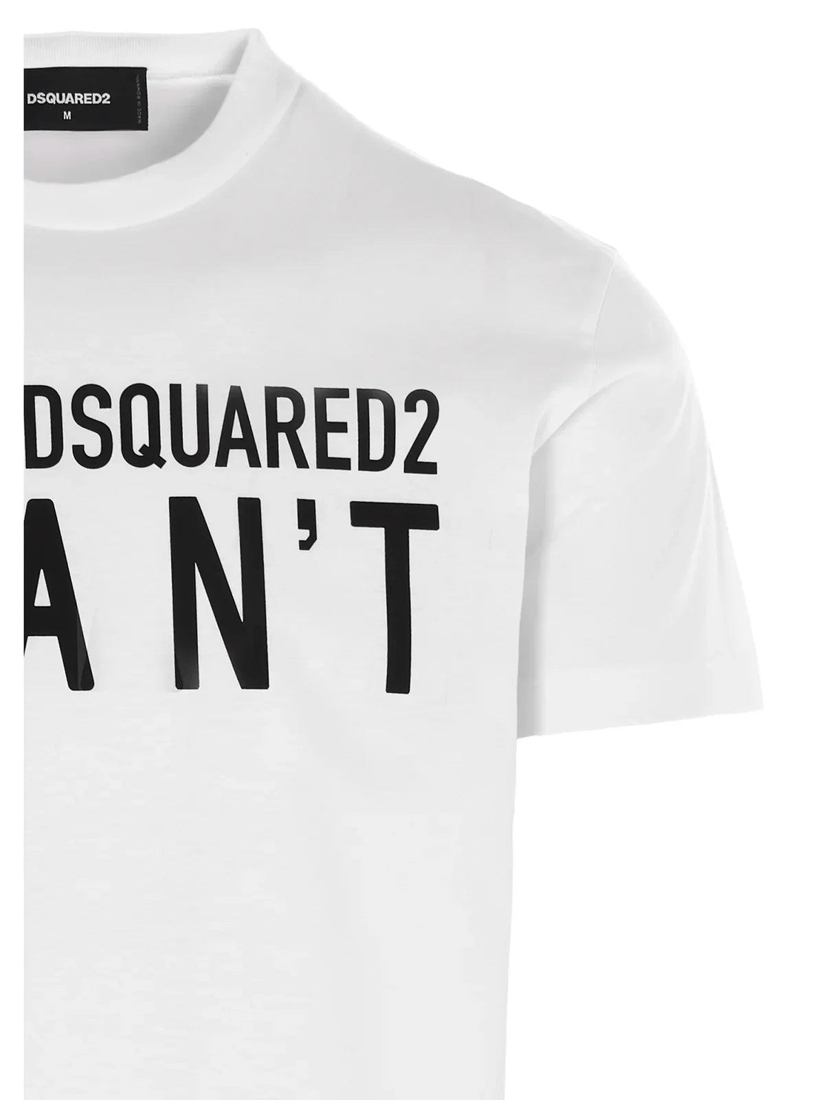 Dsquared2 – Weißes T-Shirt mit „I Can't“-Logo-Aufdruck
